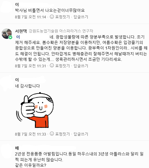 아스파라거스 댓글